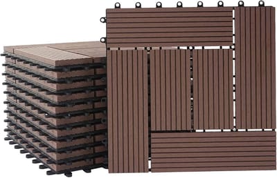 WPC Vloertegels Houtlook voor Balkon en Terras - 1 m² Set