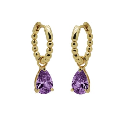 Karma - Oorringen - oorbellen - Hinged Hoops earrings - Anna - Lavender - 925 sterling zilver - 14 karaats gouden plating - 26 MM