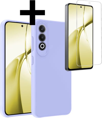 Hoesje - Met Screenprotector - Geschikt voor OnePlus Nord CE4 - Sterk & Shockproof - Back Cover - Siliconen Case - Telefoon Hoes - Telefoonhoesjes - Lichtblauw