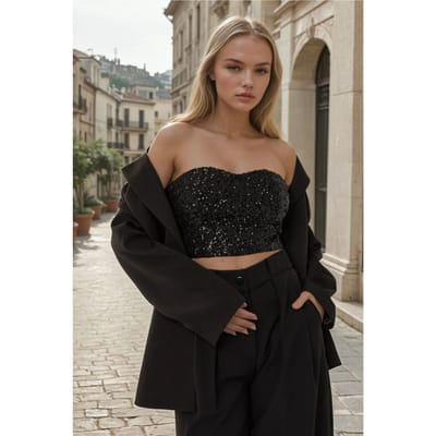 Hartkraag Pailletten Croptop