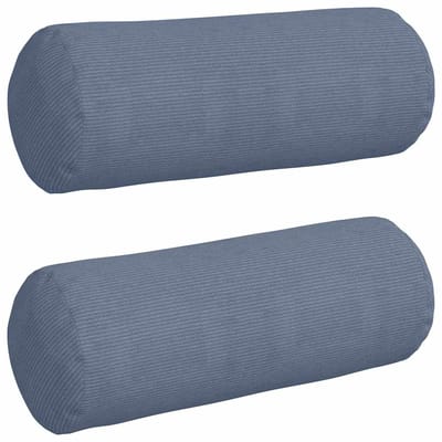 vidaXL Bolster Kussens 2 stuks Blauw Ø 25 x 70 cm Cordstof