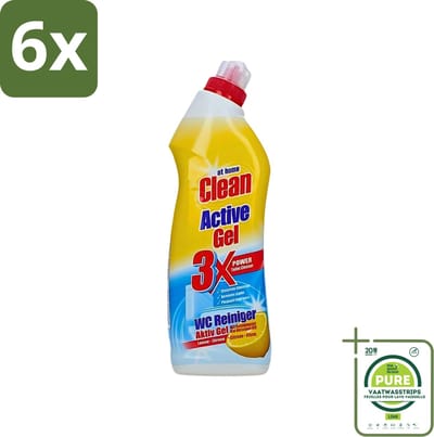 At Home - Clean - Active Gel - Toiletreiniger - Lemon - Extra Krachtig - 750 ml - Voordeelverpakking - 6 stuks - Toiletreiniger - Kalkverwijdering