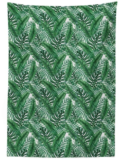 ABAKUHAUS Tafellaken – 140 x 240 cm – Satijnmix, Binnen/Buiten – Bosgroen en Wit