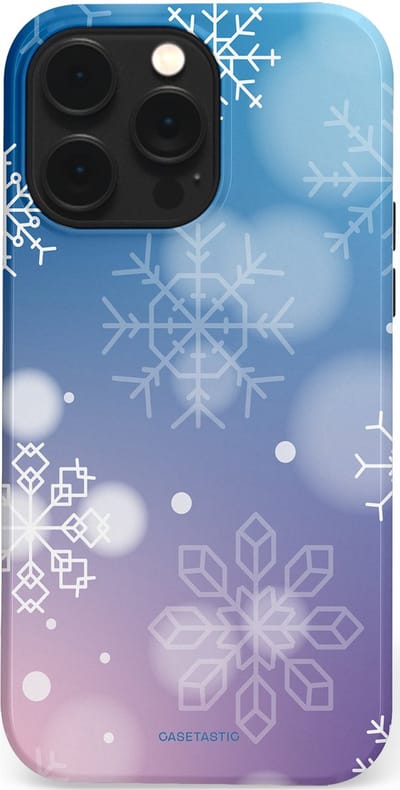 Casetastic hoesje geschikt voor Apple iPhone 14 Pro Max - MagSafe - Dubbellaagse bescherming - Winterse Sneeuwvlokken - Fashion Case - Lichtblauw Lavendel Lichtgrijs Lichtroze