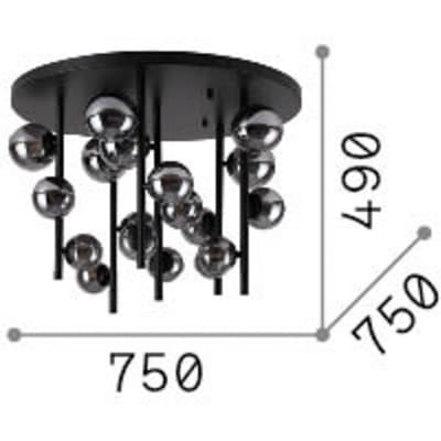 IDEAL LUX plafondlamp Perlage messing/amber, Ø 70 cm, 18 lampen