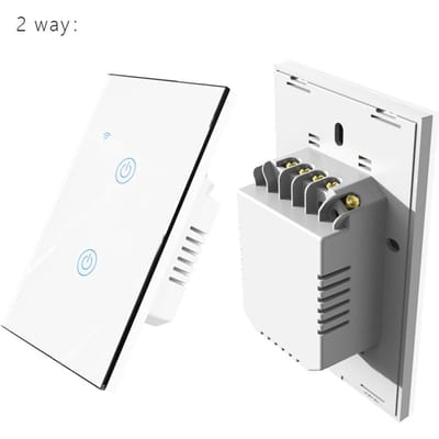 WiFi Touch Panel Switch Home Smart Switch Panel LED-indicatielampje Gehard glazen paneellicht 2 Way wit