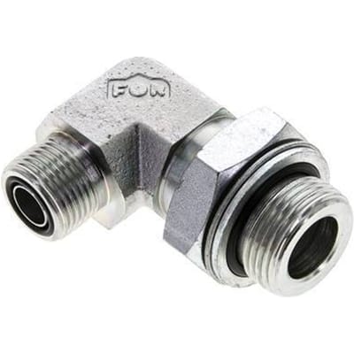 UN 13/16''-16 x G 3/4'' Buitendraad Verzinkt Stalen L-Fitting 90graden ORFS 400 Bar - Hydrauliek - FL2E-M-EZE-013U-034G-O