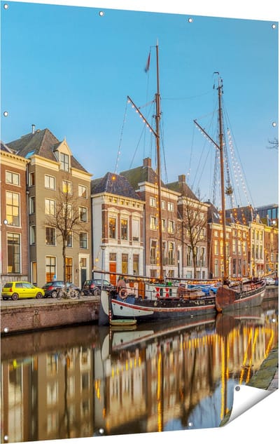Gards Tuinposter Groningen Hoge der A Haven - 120x160 cm - Tuindoek - Tuindecoratie - Wanddecoratie buiten - Tuinschilderij
