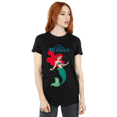 Disney Dames/Dames De Kleine Zeemeerminlijn Ariel Katoenen Vriendje T-shirt (Zwart)