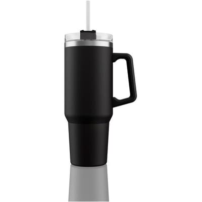 LIVARNO home Thermosbeker met Riet & Handvat, 1.2L Zwart