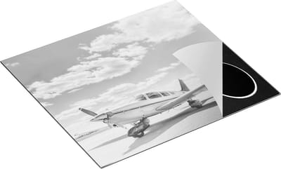 Chefcare Inductie Beschermer Gelande Vliegtuig op de Luchthaven - Zwart Wit - 60x50 cm - Afdekplaat Inductie - Kookplaat Beschermer - Inductie Mat