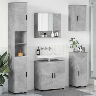 vidaXL - Badkamermeubel - Set - 5 - pcs - Beton - Grijs - Bewerkt - hout - & - Metaal