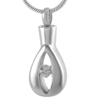 Aramat Jewels | Gedenkhangers | Stalen Ashanger Druppel | Druppel-met hartje-3.1x1.3cm | |20mm | Staal | Volwassenen | Verkleurd niet