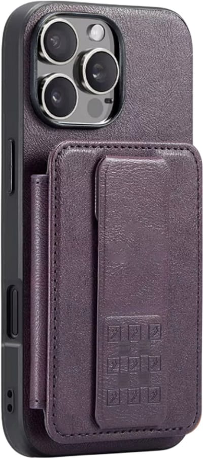 Lederen Wallet Hoes met Kaarthouder – Geschikt voor iPhone 17 – Magnetische Bookcase Telefoonhoes, Pasjeshouder Hoesje met Handband, Ringhouder en Standfunctie - Paars