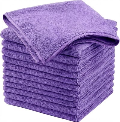 SnelShoppen - MR.SIGA Microvezeldoeken 12 stuks, Streepvrije Reinigingsdoeken, Multifunctioneel, Extreem Absorberend, Herbruikbaar, Paars, 32 x 32 cm