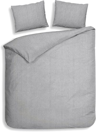 Heckettlane Dekbedovertrek Spina - Effen Bedlinnen - 200x200-220 cm - Tweepersoons - Grijs - Dekbedovertrek van 100% Katoen-Flanel