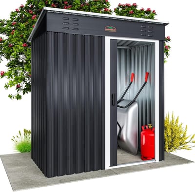 Tuinhuis - Opbergkast tuin - Gereedschap opbergen - Schuifdeur ventilatie - 185x165x90cm - Antraciet