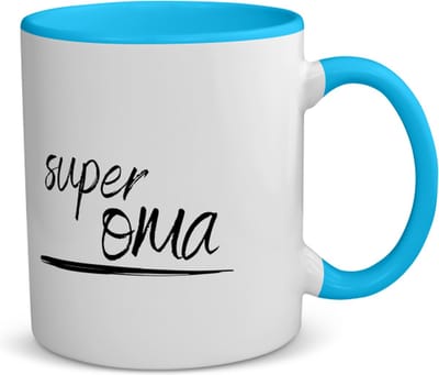 Akyol - super oma koffiemok - theemok - blauw - Oma - de beste oma - verjaardagscadeau - verjaardag - cadeau - cadeautje voor oma - oma artikelen - kado - geschenk - gift - 350 ML inhoud