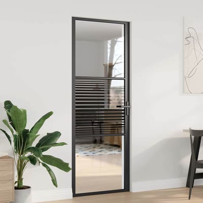 vidaXL - Glazen - deur - 76 - x - 3,5 - x - 201,5 - cm - Aluminium - Zwart