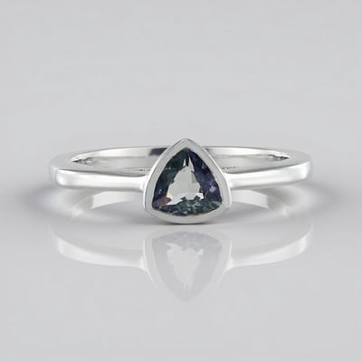 Cavill - Zilveren Ring - 925 Sterling Zilver Geplatineerd - Onverhitte Tanzaniet 0 404 ct Triljant Slijpsel - Minimalistisch Elegant Design