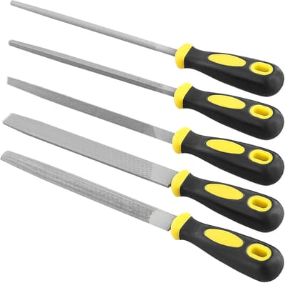 Set van 5 Stuks 20 cm Vijlenset van Koolstofstaal voor Metaal, Hout en Leer, Inclusief Platte, Halfronde, Driehoekige en Ronde Vijlen