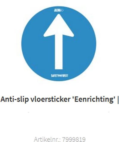 VLOERSTICKER "EEN RICHTING" (ruwe vloer) Ø35cm: BLAUW 2 stuks