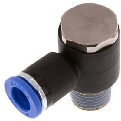 8mm x R1/4'' 90 graden L-vorm Messing/PA 66 Insteekfitting Buitendraad Draaibaar NBR [2 Stuks]