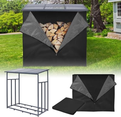 Metalen Haardhoutrek XL met Weerbescherming - Brandhoutopslag voor Tuin en Buiten