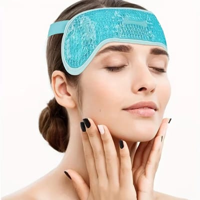 Hot/Cold Gel Bead Migraine Wrap - IJs Kompres met Zachte Pluche Achterkant voor Hoofdpijn, Stressverlichting, SPA Massages, Migrainebehandeling, Warmtekussen, Pijnverlichting- Blauw