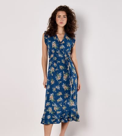 Midi-jurk met kleine bloemenprint