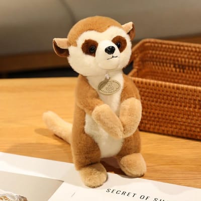 Schattig Levensgetrouw Knuffeldier Ringstaartmaki Pluche Speelgoed Cartoon Stokstaartje Indri Pluche Zachte Pop Kawaii Cadeau Voor Meisje Jongen beige