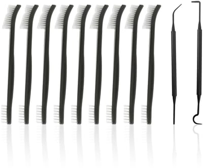 Dailygoods- Reinigingsborstelset 11-delig - Dubbelzijdige Nylon Borstels - Multifunctionele Harde Borstel - Schoonmaakhaak - Geschikt voor Keuken/Badkamer - 170 mm Formaat - Schoonmaakset