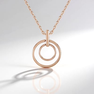 Cavill - Zilveren Halsketting 925 Sterlingzilver - Roséverguld - 50 cm - Geometrische Hanger - Minimalistisch - Unisex Modern Sieraad