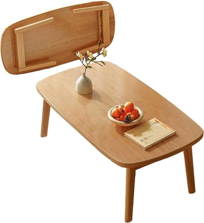 Opvouwbare Salontafel - Klaptafel Vloertafel - Ruimte Besparen - Midden Eeuws Hout Design - 80 cm breed - Houtkleur