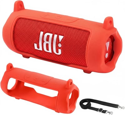 Draagbare Silicone Beschermhoes voor Bluetooth Speaker met Afneembare Schouderband - Geschikt voor JBL Flip 7 - Rood