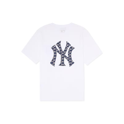 T-shirt Manches Courtes Unisexe MLB New York Yankees Vintage Américain Impression Lettres Dorsales Logo Tendance Style Collège Blanc 3ATSM0233-50WHS XL blue