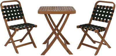 Tuinset MCW-P70, zitgroep balkonset set 2x stoel tafel, touwvlechtwerk acaciahout opvouwbaar ~ naturel, groen
