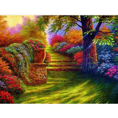 Borduurpakket DIY diamant borduurwerk tuinpad Diamond schilderij mozaïek Home Decor 20X30CM yellow