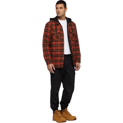 Dickies Heren Flanellen Overhemd met Capuchon (Rood Oker)
