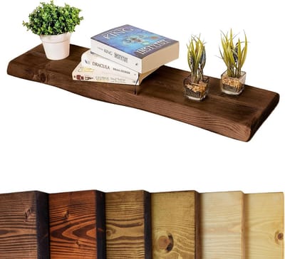 Waney Live Edge Rustieke Zwevende Plank 12x1.5, Walnoot, 40cm