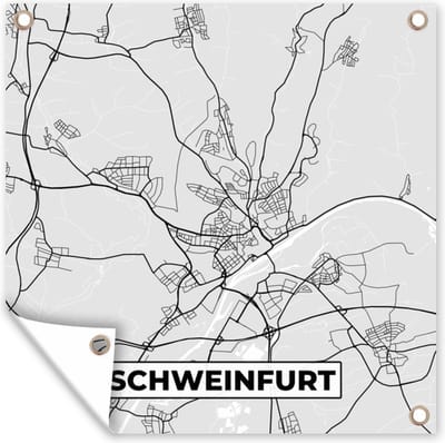 Tuin poster Stadskaart - Plattegrond - Schweinfurt - Duitsland - Kaart - 200x200 cm - Tuindoek