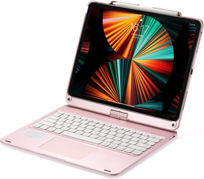 CaseBoutique Bluetooth Keyboard Case met Muis Trackpad en 360 graden scharnier - Geschikt voor iPad Air 13 - QWERTY indeling - Roze