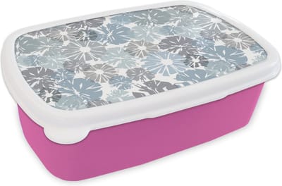 Broodtrommel Roze - Lunchbox - Brooddoos - Bloemen - Abstract - Patroon - 18x12x6 cm - Kinderen - Meisje