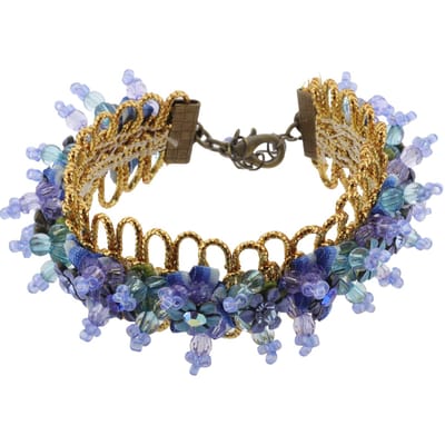Behave - Armband bloemetjes blauw - boho chic zomeraccessoire