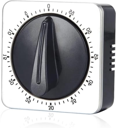 Mechanische Keukenklok met Magnetische Bevestiging - 60 Minuten Countdown Timer met Luide Alarm voor Bakken en Koken in RVS Zilver en Zwart