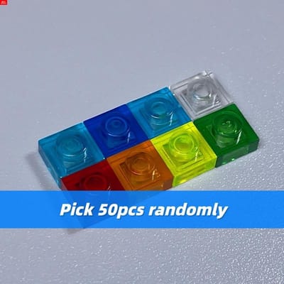 50 pièces Briques MOC 3024 Blanc translucide Bleu Plaque 1x1 Accessoires DIY Blocs de construction éducatifs Figurine d'action Cadeau pour enfants