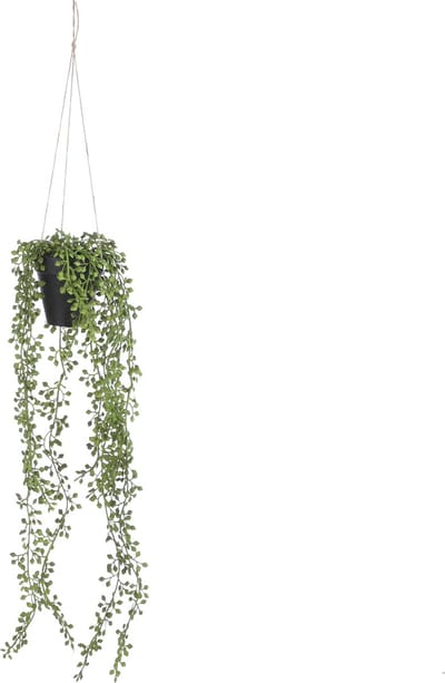 Mica Decorations Senecio Kunst Hangplant in Pot - H68 x Ø9 cm - Groen
