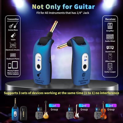WK Gitaar Bass Draadloze Transmissie Ontvanger-270 graden draaibare & stevige gewricht -30 meter transmissiebereik-Ingebouwde batterij voor 5 uur gebruik-Accessoires voor muziekinstrumenten