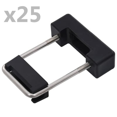 vidaXL - U-verbinding - met - kunststof - voor - hekpaal - 25 - sets - 60x40 - mm