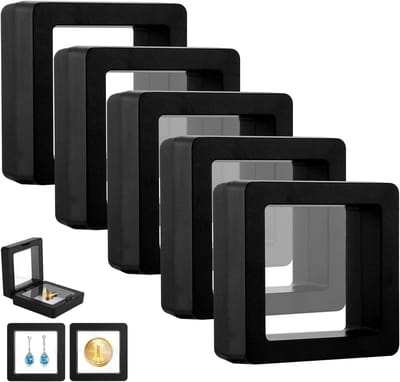 Set van 5 Zwarte 3D Zwevende Display Standaarden voor Munten, Medailles en Sieraden - Ideaal voor Verzamelobjecten en Presentatie